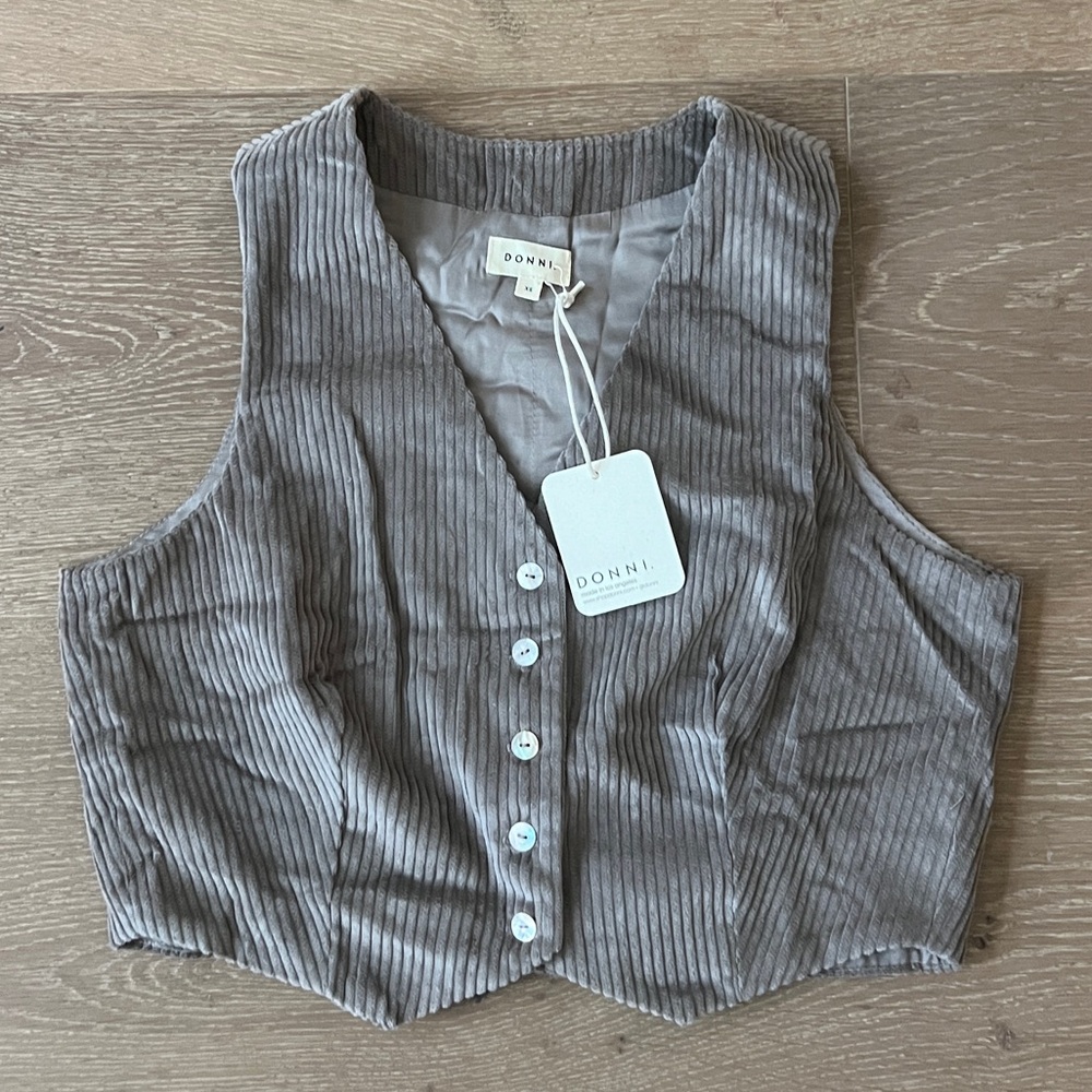 DONNI Corduroy Vest in Mushroom